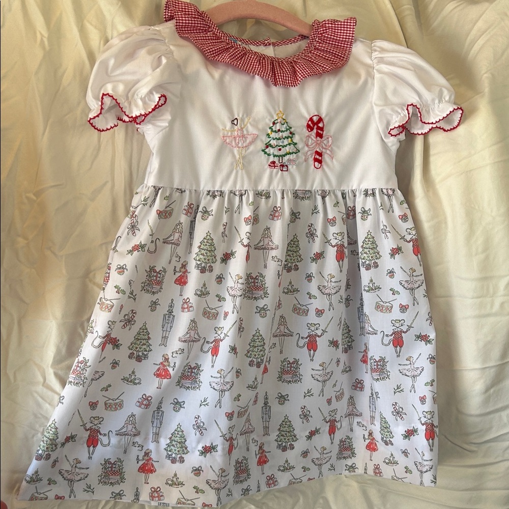 White Christmas Dress with Red Accents